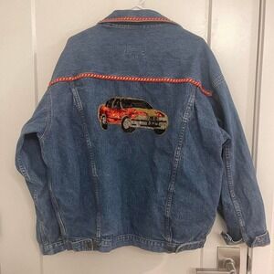 Vintage Retro Denim‎ BMW Sequined Jean Jacket 70s Drive In
